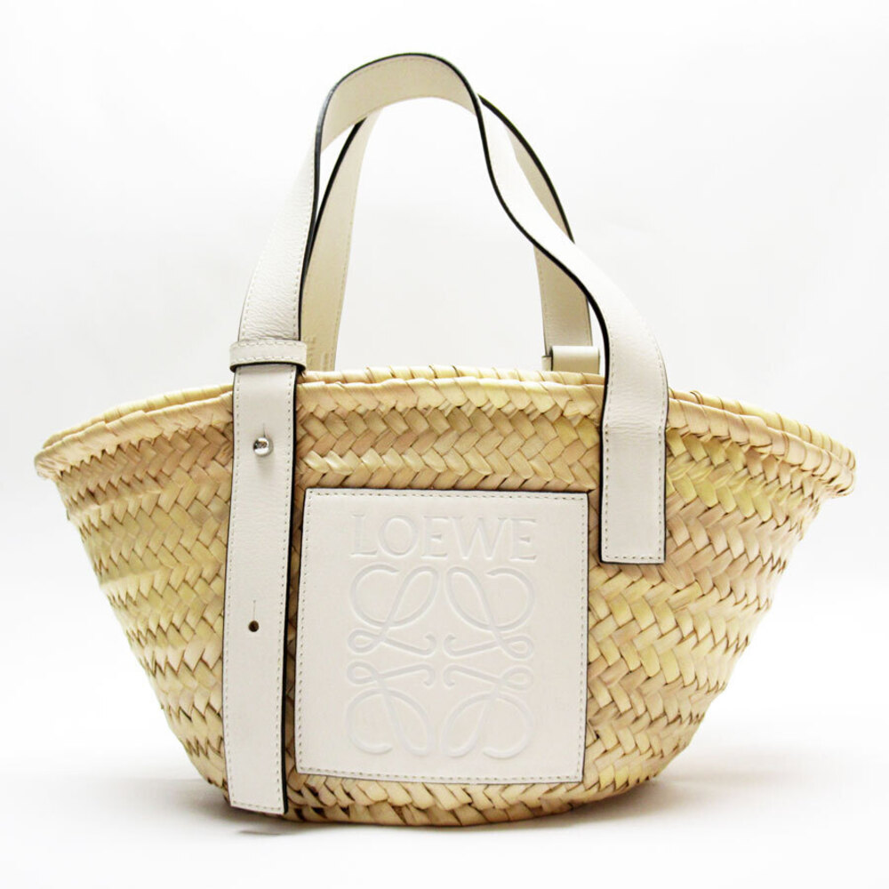 LOEWE Basket Bag Straw Leather Beige Tan Off White